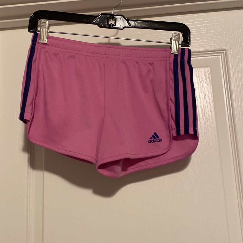 Cute Adidas shorts, pink, and blue